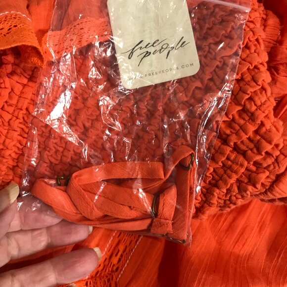 Women's Free People Orange Maxi Sundress NWT Size M - Picture 6 of 11